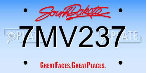 7MV237 South Dakota License Plate