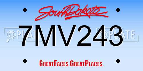 7MV243 South Dakota License Plate