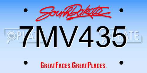 7MV435 South Dakota License Plate