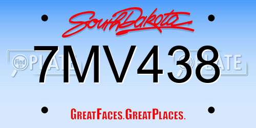 7MV438 South Dakota License Plate
