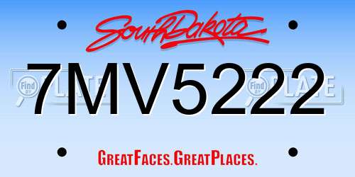 7MV5222 South Dakota License Plate