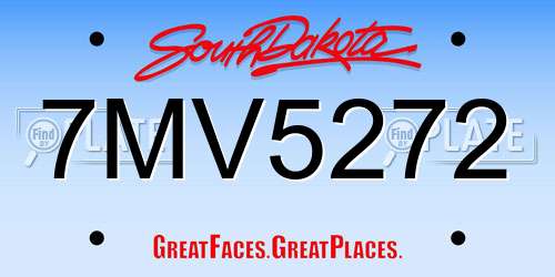 7MV5272 South Dakota License Plate