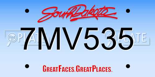 7MV535 South Dakota License Plate