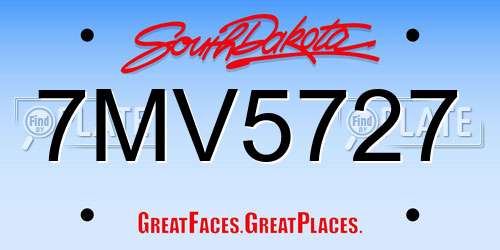 7MV5727 South Dakota License Plate