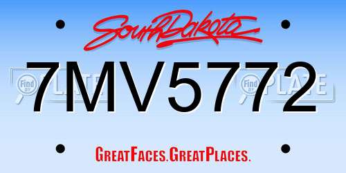 7MV5772 South Dakota License Plate