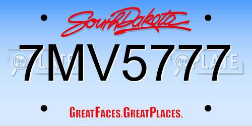 7MV5777 South Dakota License Plate