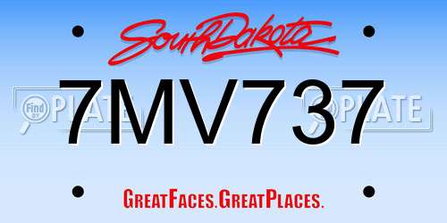 7MV737 South Dakota License Plate