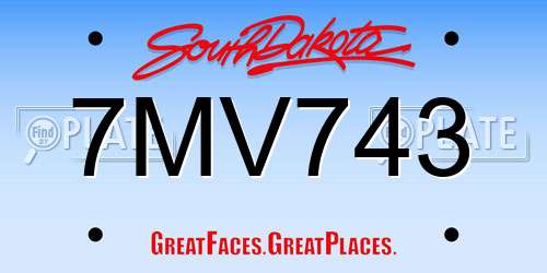 7MV743 South Dakota License Plate