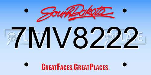 7MV8222 South Dakota License Plate