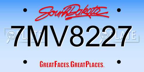 7MV8227 South Dakota License Plate