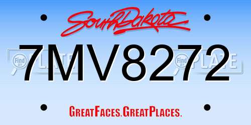 7MV8272 South Dakota License Plate