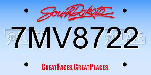 7MV8722 South Dakota License Plate