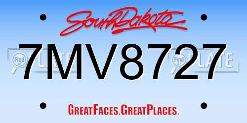 7MV8727 South Dakota License Plate