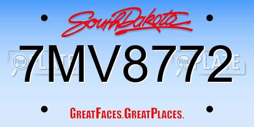 7MV8772 South Dakota License Plate