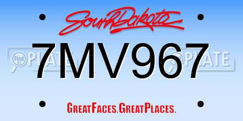 7MV967 South Dakota License Plate