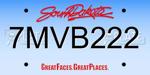 7MVB222 South Dakota License Plate