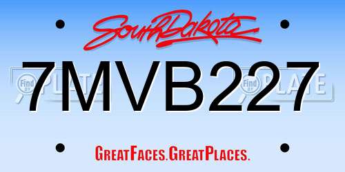 7MVB227 South Dakota License Plate