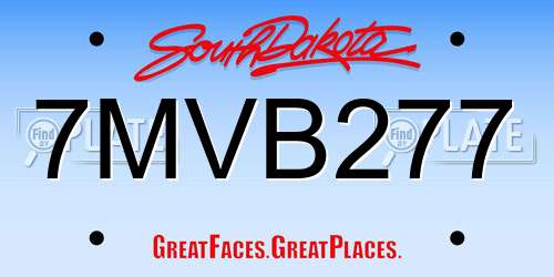 7MVB277 South Dakota License Plate