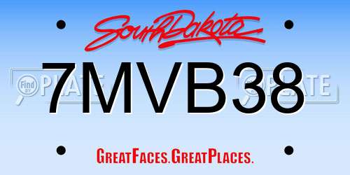 7MVB38 South Dakota License Plate