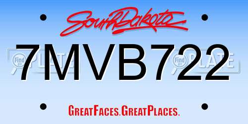 7MVB722 South Dakota License Plate