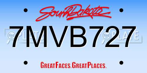 7MVB727 South Dakota License Plate