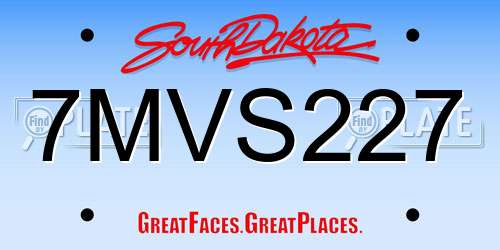 7MVS227 South Dakota License Plate