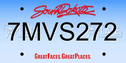 7MVS272 South Dakota License Plate