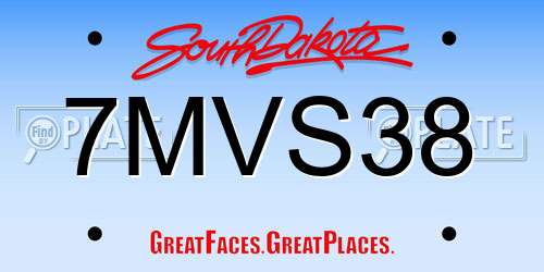 7MVS38 South Dakota License Plate