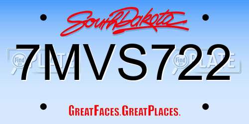 7MVS722 South Dakota License Plate