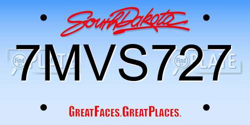 7MVS727 South Dakota License Plate