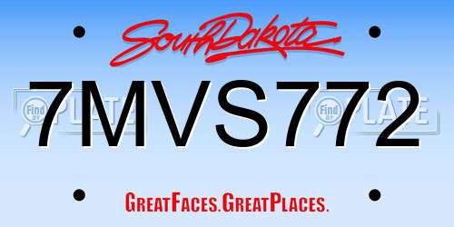 7MVS772 South Dakota License Plate