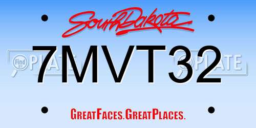 7MVT32 South Dakota License Plate