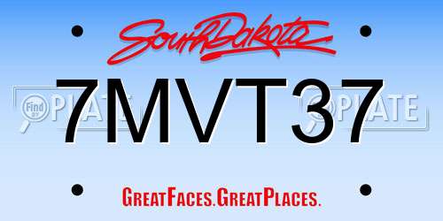 7MVT37 South Dakota License Plate