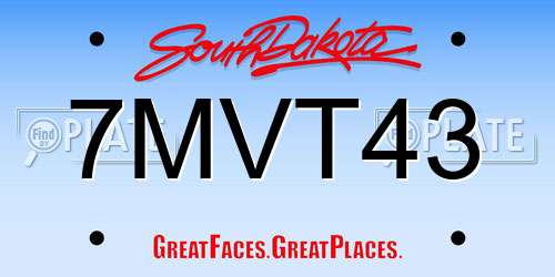 7MVT43 South Dakota License Plate