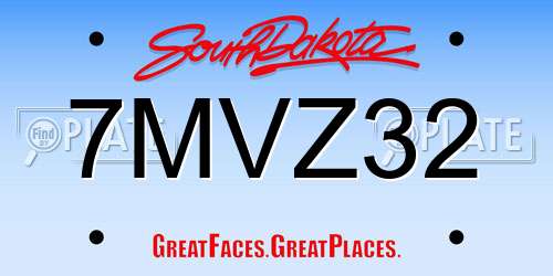 7MVZ32 South Dakota License Plate