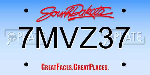7MVZ37 South Dakota License Plate