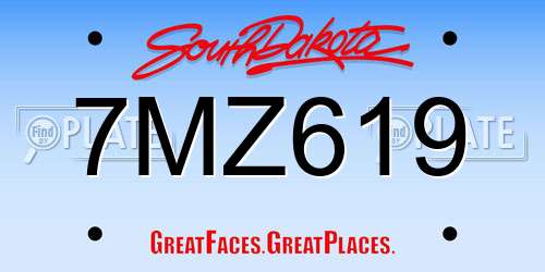 7MZ619 South Dakota License Plate