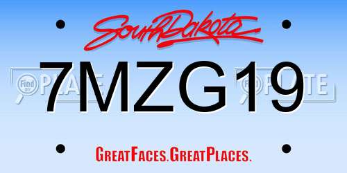7MZG19 South Dakota License Plate