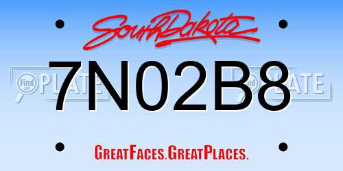 7N02B8 South Dakota License Plate