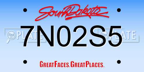 7N02S5 South Dakota License Plate
