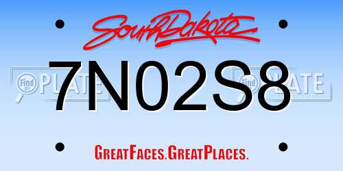 7N02S8 South Dakota License Plate