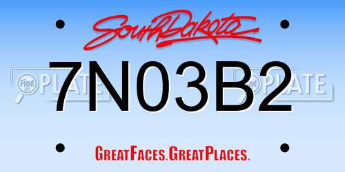 7N03B2 South Dakota License Plate