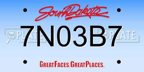 7N03B7 South Dakota License Plate