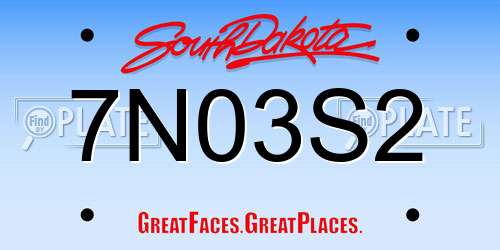 7N03S2 South Dakota License Plate