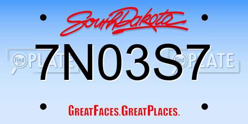7N03S7 South Dakota License Plate