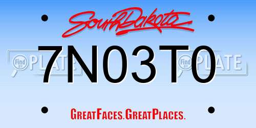 7N03T0 South Dakota License Plate
