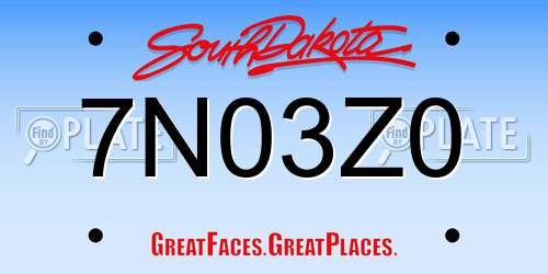 7N03Z0 South Dakota License Plate