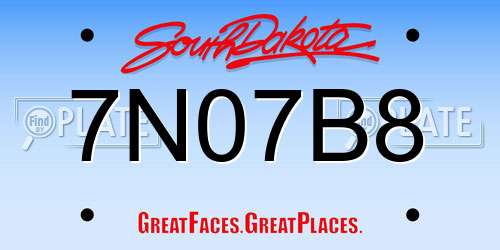 7N07B8 South Dakota License Plate