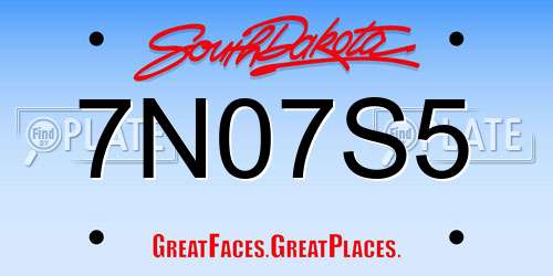 7N07S5 South Dakota License Plate