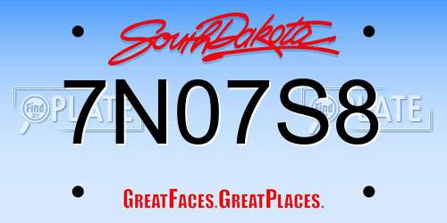 7N07S8 South Dakota License Plate